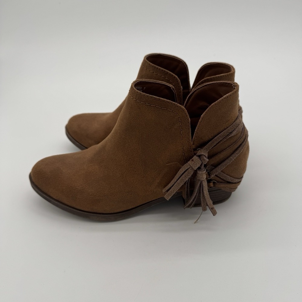 Sugar Brown Suede Ankle Boots Fringe Tassel Western Boho Womens Size 7 - Picture 5 of 13